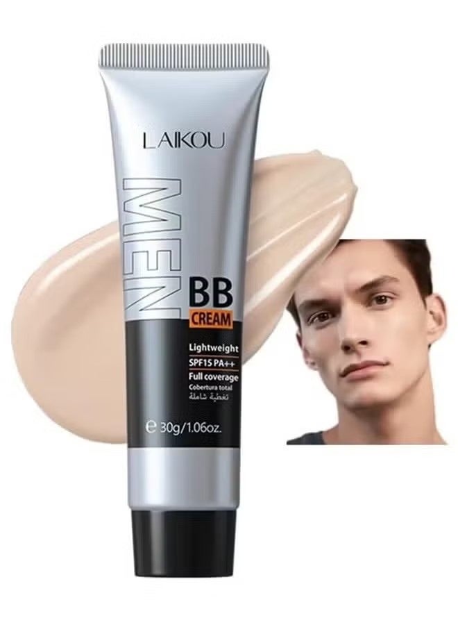 لايكو كريم BB للرجال SPF 15 PA ++ ، كريم أساس وكونسيلر كامل التغطية ، كريم مرطب للوجه للرجال يوحد لون البشرة ، والتحكم في الزيت وعيوب الغطاء ، لمسة نهائية طبيعية لجميع أنواع البشرة (Light 160) - Image 1